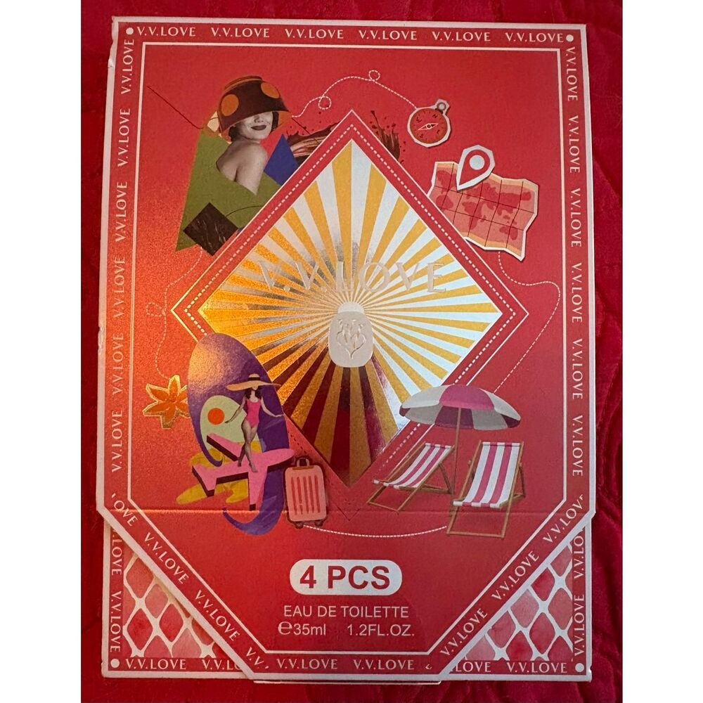 V.V. LOVE - 4-Piece Summer Red EDT Discovery Set for Her, 35 ml (1.2 fl oz) x 4